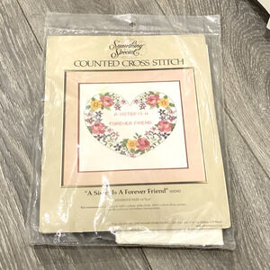 A SISTER IS A FOREVER FRIEND Counted Cross Stitch Craft Kit #50090 14x14 NEW